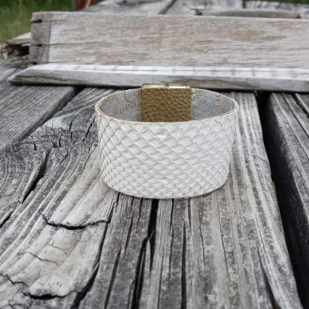 Rustic Cuff Vintage Attraction White Python With … - image 7